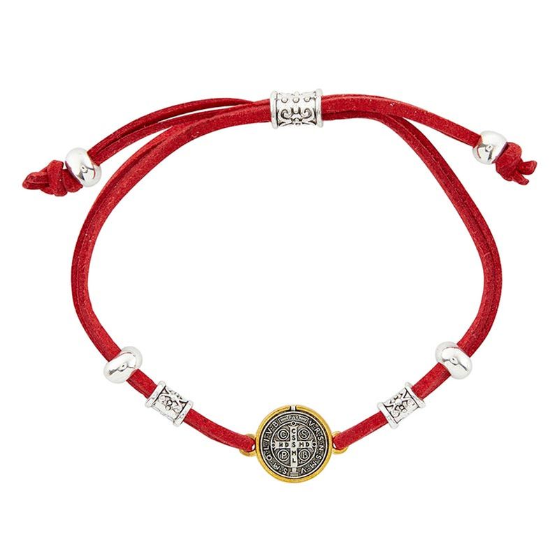 Red St. Benedict Medal Cord Bracelet