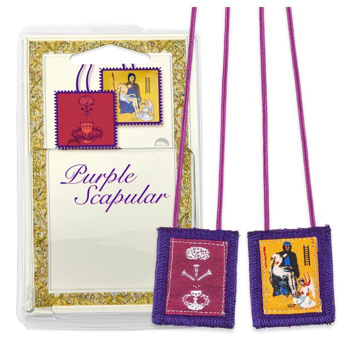 1 3/4&quot; x 2&quot; Benediction and Protection Purple Wool Scapular