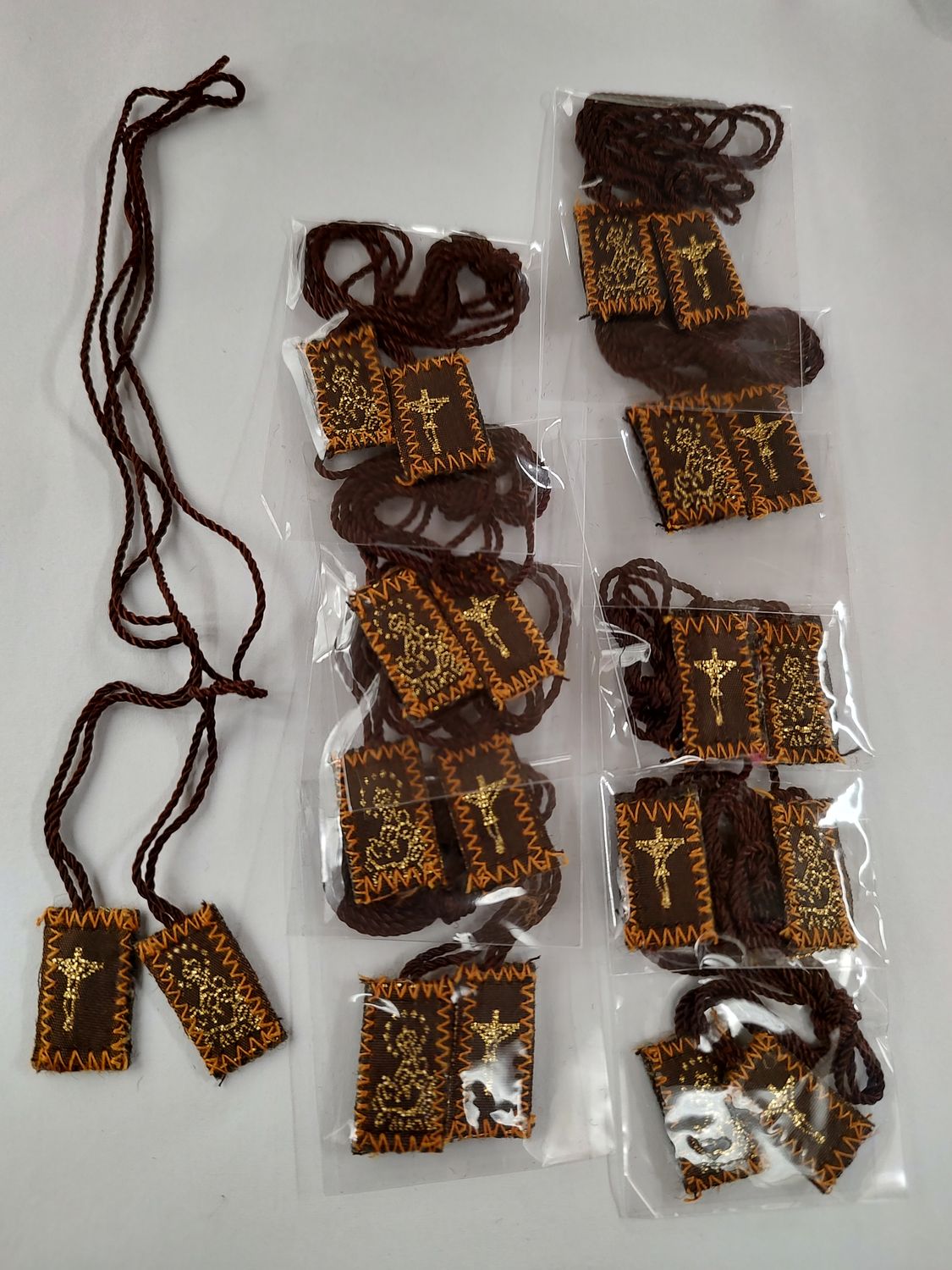 Tiny Brown Scapular Fabric- 10pack Escapulario Pequeño
