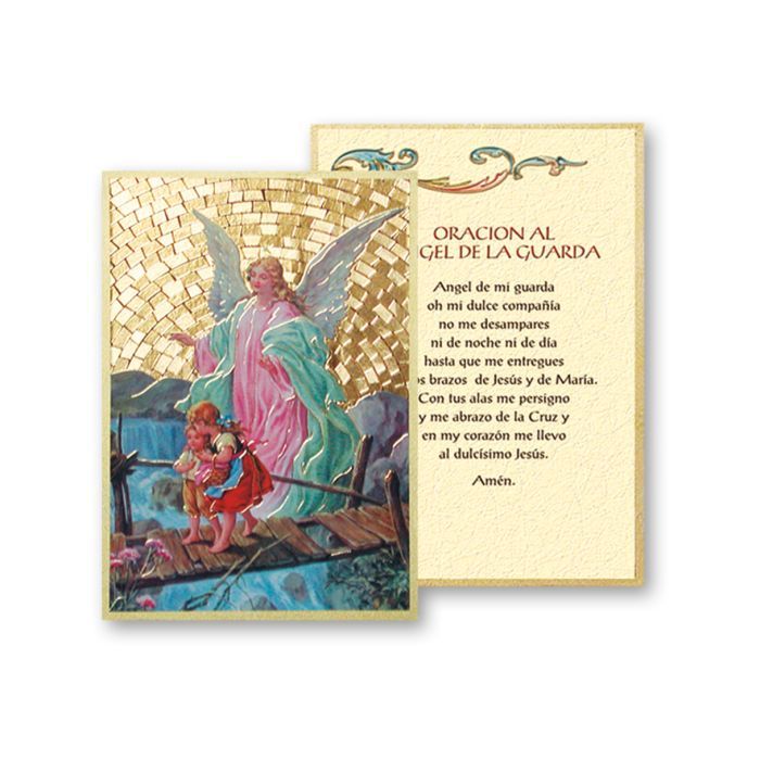 Angel de la Guarda Placa Gold Foil Guardian Angel Mosaic