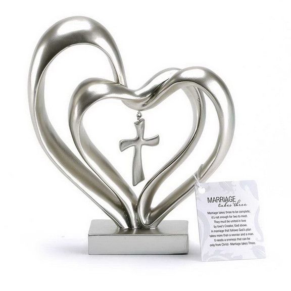 Entwined Hearts And Cross Figurine
