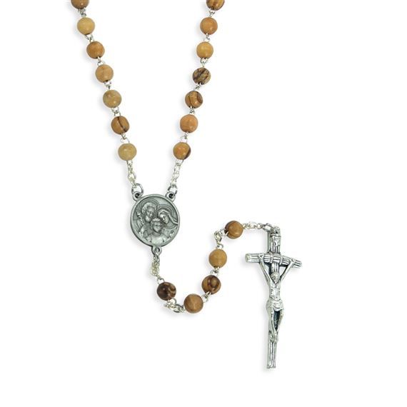 Olive Wood Holy Family Rosary with Nativity Relic