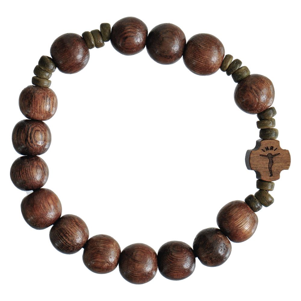 10mm Wood Rosary Bracelet - Dark