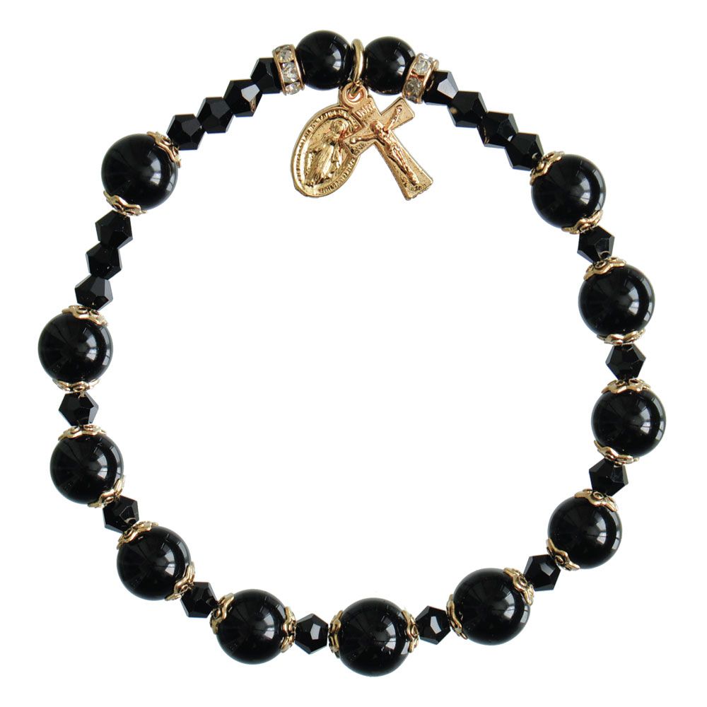 Black Onyx Rosary Bracelet - 8mm Beads