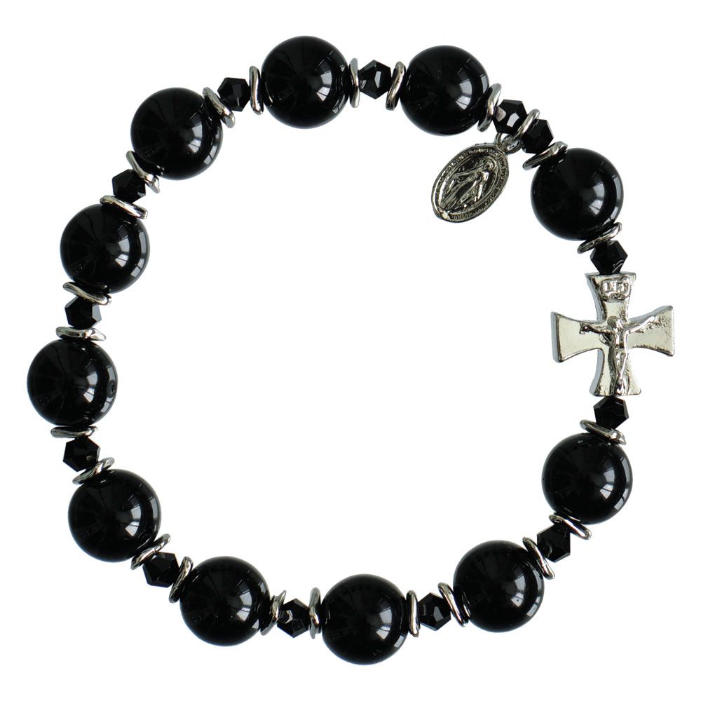 Black Onyx Rosary Bracelet - 10mm Beads