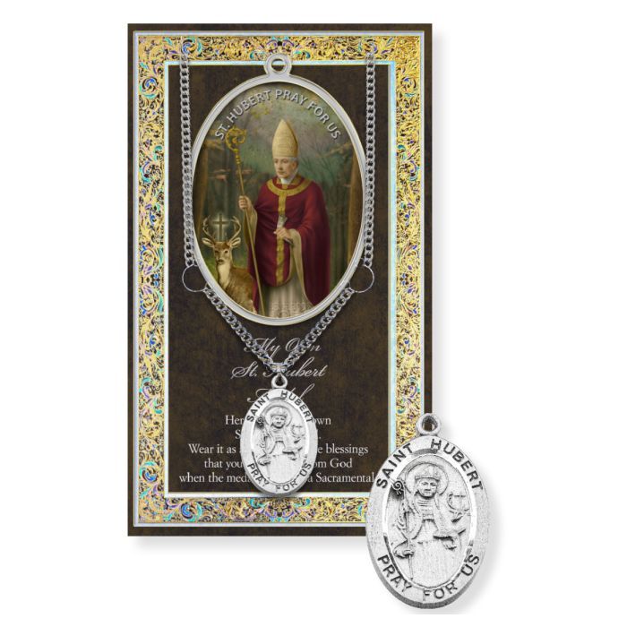 Saint Hubert Medal Chain - with Biography and Picture Folder