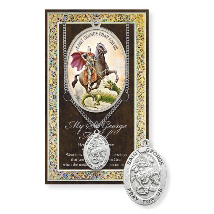 Saint George Medal Chain - with Biography and Picture Folder