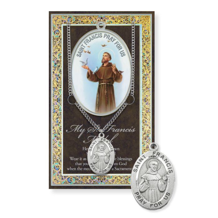 Saint Francis Medal Chain - with Biography and Picture Folder