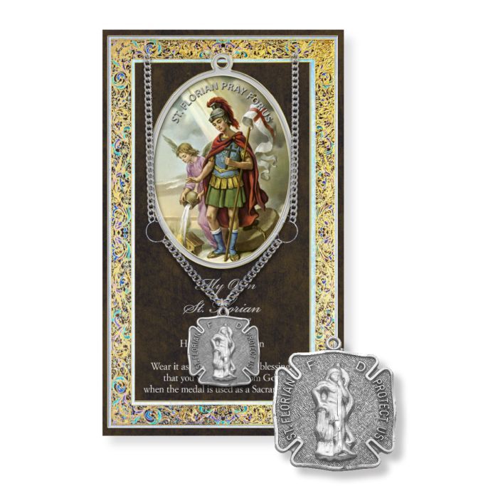 Saint Florian Medal Chain - with Biography and Picture Folder
