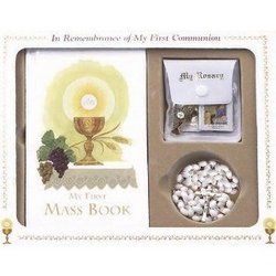 In Remembrance of My First Communion 5 PC Gift Set (White Rosary)