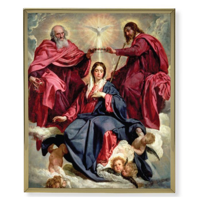 Gold Plaque Frame with a Crowning of Mary Print