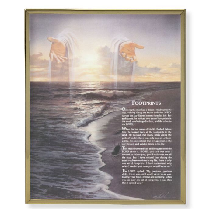 Gold Plaque Frame with a Footprints Print