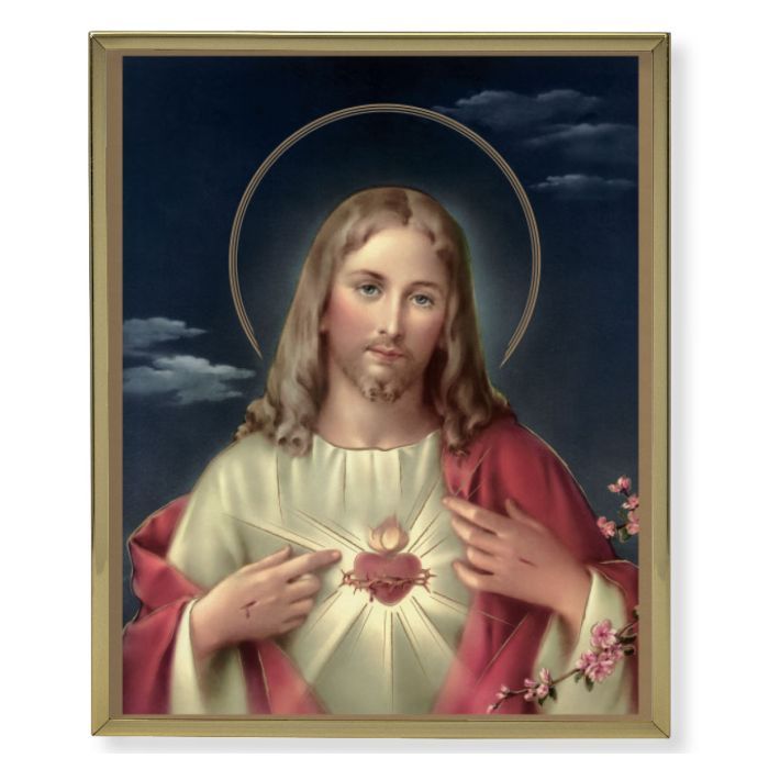 Gold Plaque Frame Sacred Heart of Jesus Print