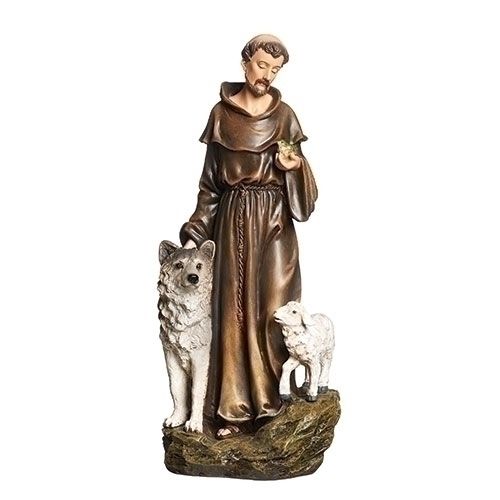 9.75&quot;H ST FRANCIS WITH ANIMALS FIGURE