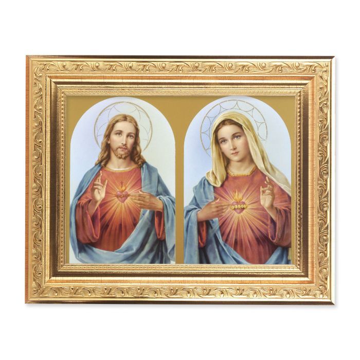 8 1/4&quot; x 10 1/4&quot; Gold Ornate Frame with a 6&quot; x 8&quot; The Sacred Hearts Print