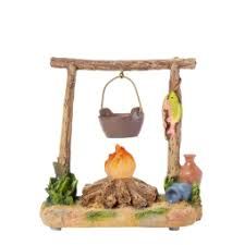 Lighted Campfire with Pot by Fontanini