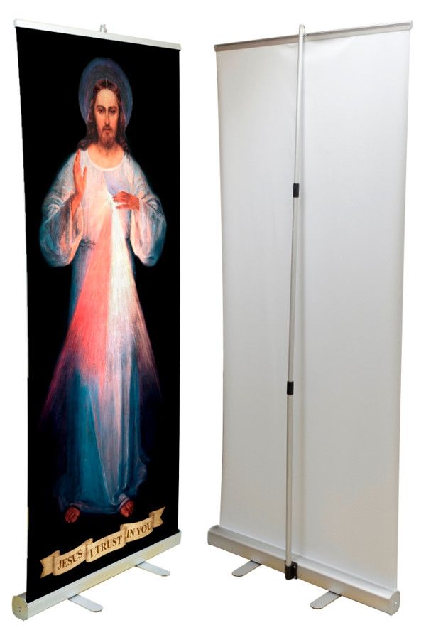 Divine Mercy Vilnius Original Banner Stand 78&quot; Tall