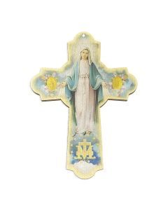 Our Lady of the Miraculous Medal Wooden Wall Cross