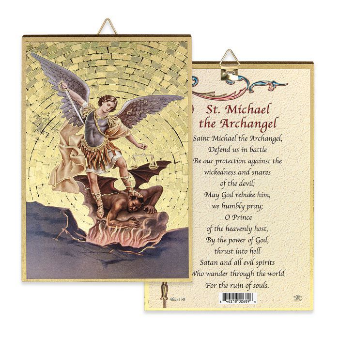4&quot; x 6&quot; Gold Foil Saint Michael Mosaic Plaque