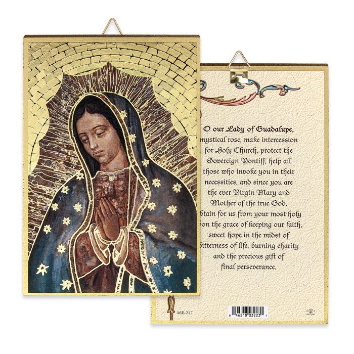 4&quot; x 6&quot; Gold Foil Our Lady of Guadalupe Mosaic Plaque