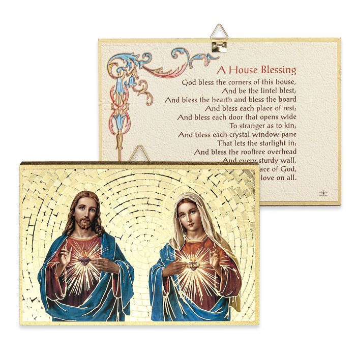 4&quot; x 6&quot; Gold Foil The Sacred Hearts Mosaic Plaque