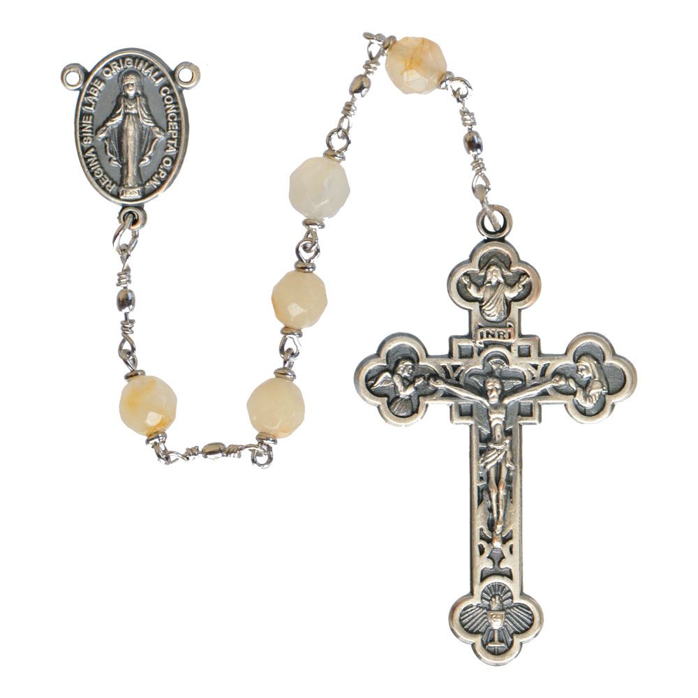 6mm Gold Jade Rosary