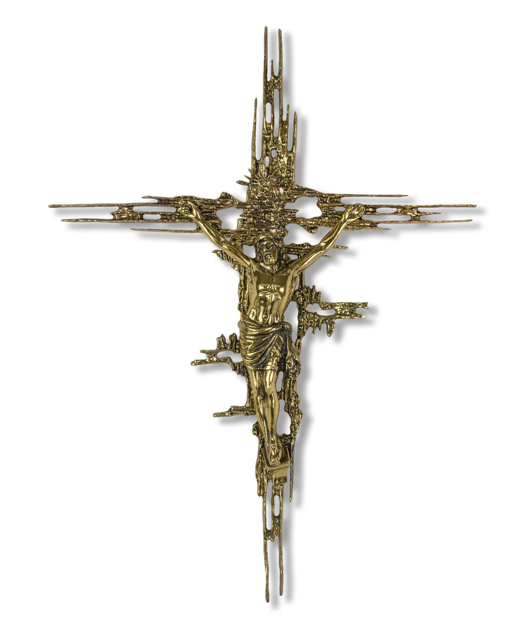 24" Brass Art Wall Crucifix