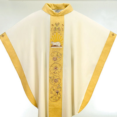 Lamb of God Hand Embroidered Chasuble and Stole