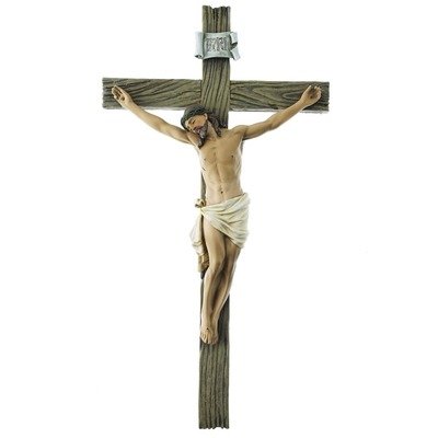 13.75" Wood-Like Renaissance Collection Resin Crucifix