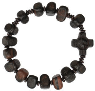 10mm Triangular Cut Ebony Wood Rosary Bracelet