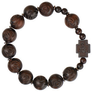 Jujube Wood Rose-Cut Beads Rosary Bracelet