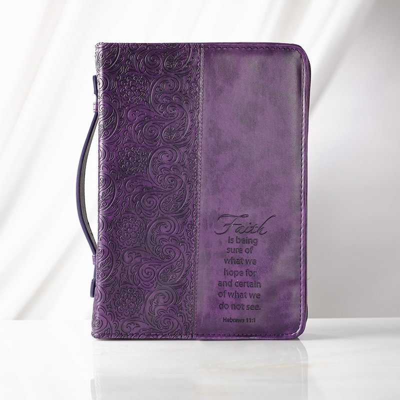 Faith Lux Leather Bible Case in Purple (Medium)