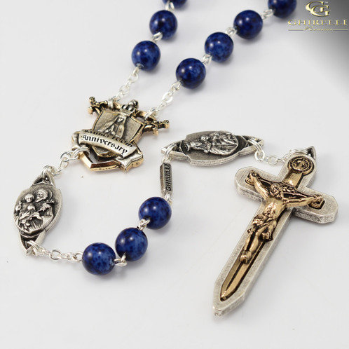 Fatima 100th Anniversary  Warrior&#39;s Rosary Lapis Glass