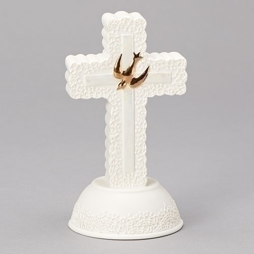 7&quot;H LACE CONFIRMATION PORCELAIN CROSS