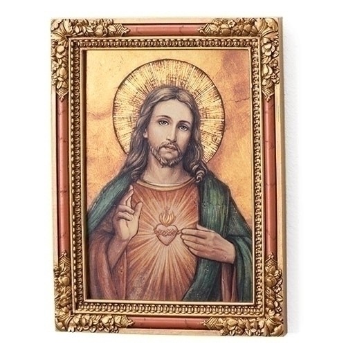 SACRED HEART ICON GOLD PLAQUE 5" x 7.5"