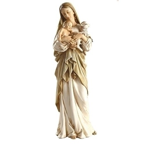 12" MADONNA &amp; CHILD WITH LAMB FIGURE