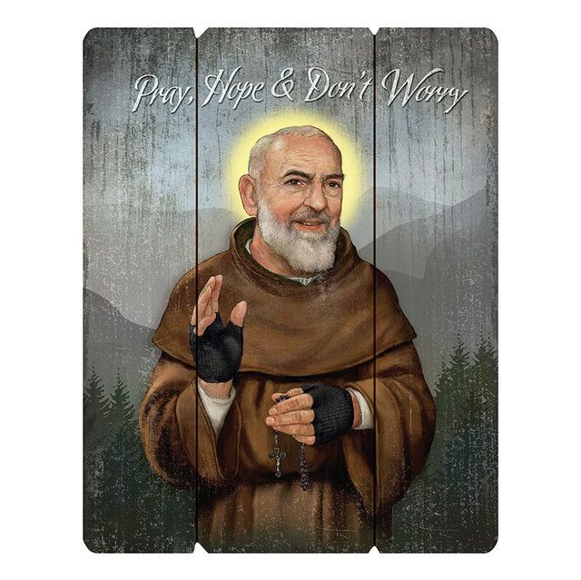St. Padre Pio Wood Pallet Sign 12"x15"