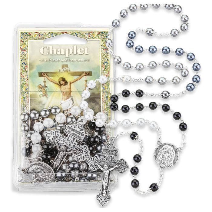 HOLY SOULS CHAPLET/ ROSARY WITH HOLY FACE CENTER AND PARDON CRUCIFIX