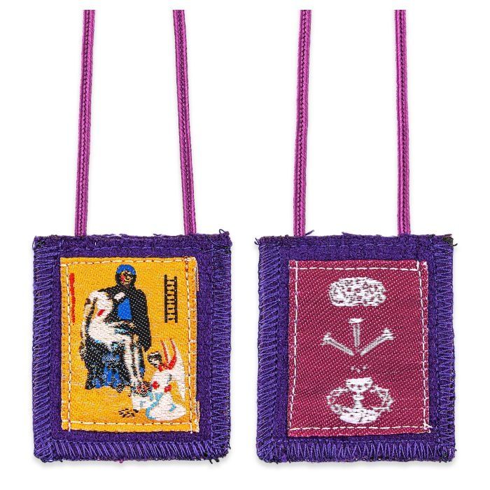1 3/4" x 2" Benediction and Protection Purple Wool Scapular