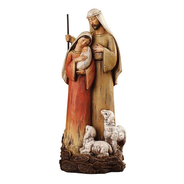 12" Holy Family with Lambs Figure