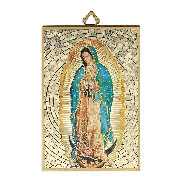 NS> de Guadalupe Placa de Madera Gold Foil Mosaic