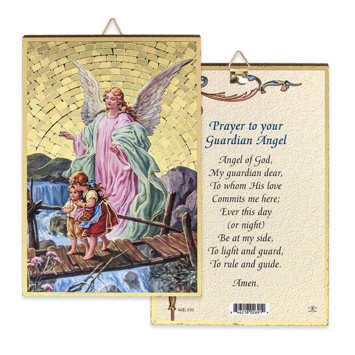 Guardian Angel Crossing Bridge Gold Foil Mosaic
