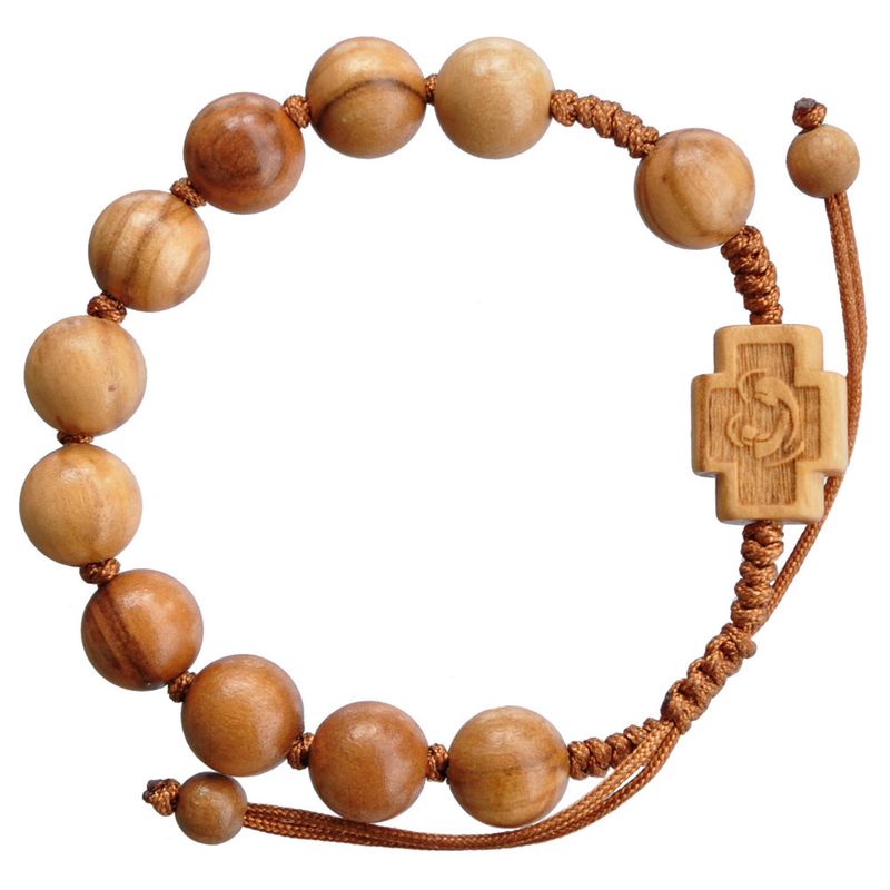 10mm Adjustable Olive Wood Rosary Bracelet