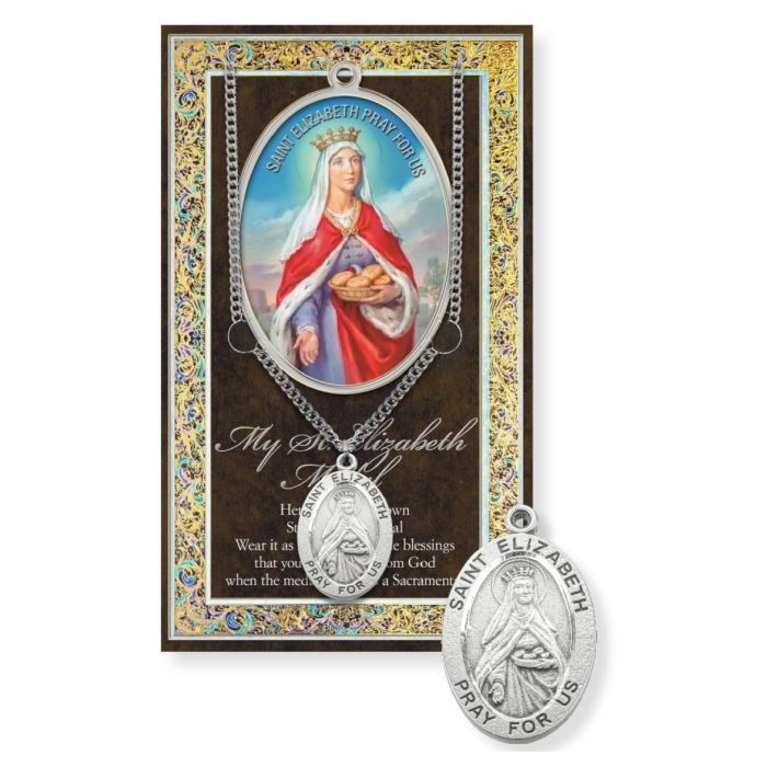 Saint Elizabeth of Hungary Pewter Medal with Chain