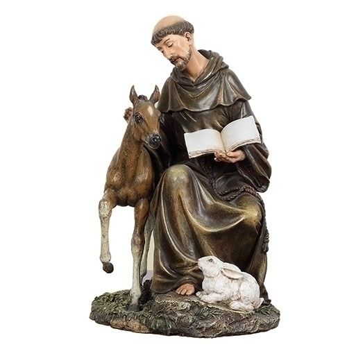 8.5"H ST FRANCIS WITH HORSE  FIGURE