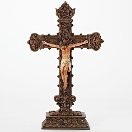 14.5" FANCY ENGRAVED STANDING CRUCIFIX
