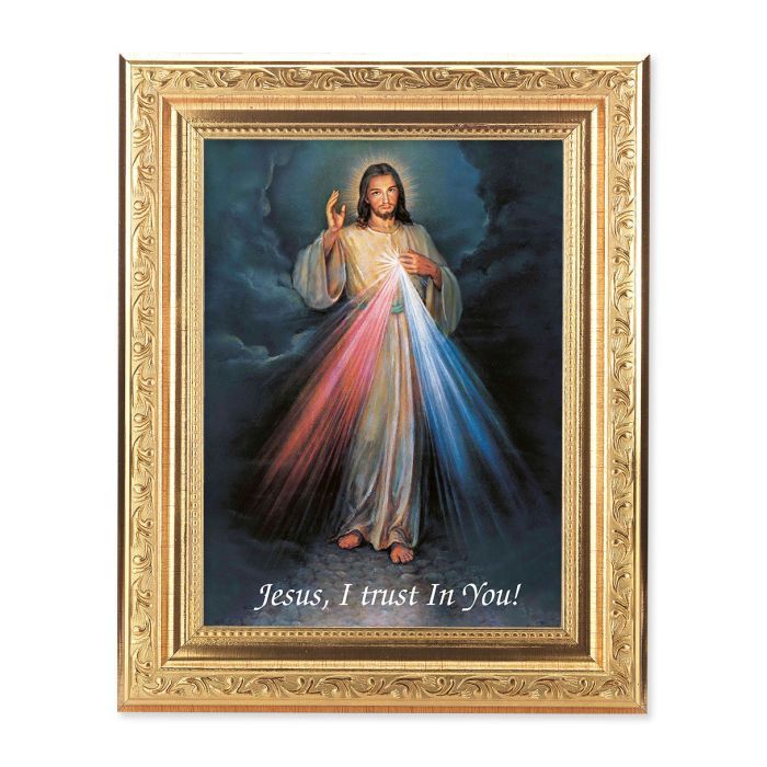 8 1/4" x 10 1/4" Gold Ornate Frame with a 6" x 8" Divine Mercy Print
