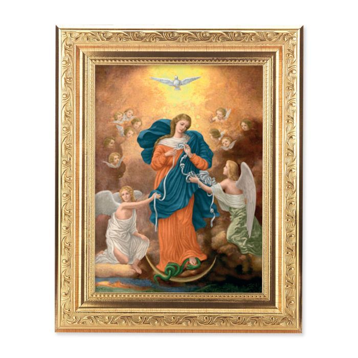8 1/4" x 10 1/4" Gold Ornate Frame with a 6" x 8" Our Lady Untier of Knots Print