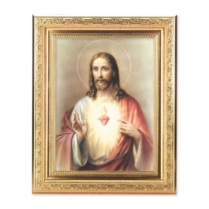 Sacred Heart of Jesus Gold-Leaf Frame 8-1/4" x 10-1/4"