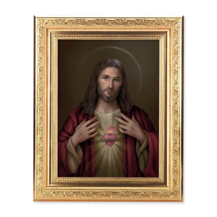 Sacred Heart of Jesus Gold-Leaf Frame 8-1/4" x 10-1/4"